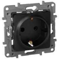 Этика антрацит розетка скрытая 1-мест заземление IP20 