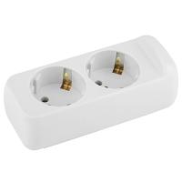 Колодка 2-мест 10А белый пластик заземление IP20 ЭРА ABS-пластик