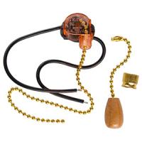 купить Выключатель для бра с цепочкой 3А золото провод и деревянный наконечник в Кирове Выключатель для бра с цепочкой 3А золото провод и деревянный наконечник