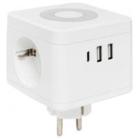 купить Разветвитель 2-мест 16А заземление 2*USB белый квадрат пластик EKF +ночник в Кирове Разветвитель 2-мест 16А заземление 2*USB белый квадрат пластик EKF +ночник