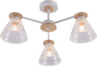 купить Светильник потолочный (люстра) 3*60Вт E27 белый/дерево  в Кирове Светильник потолочный (люстра) 3*60Вт E27 белый/дерево