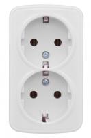 Минск белый розетка открытая 2-мест заземление IP20