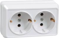 Октава белый розетка открытая 2-мест заземление IP20 