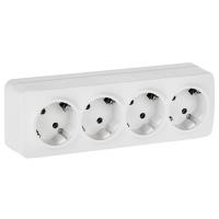 Глори белый розетка открытая 4-мест заземление IP20 