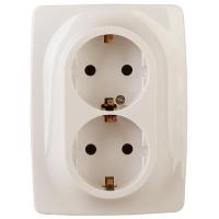 ЭРА12 слоновая кость розетка скрытая 2-мест заземление IP20 