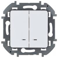 купить Инспириа белый выключатель 2кл с подсветкой скрытая 10А IP20  в Кирове Инспириа белый выключатель 2кл с подсветкой скрытая 10А IP20