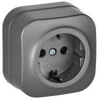 Глори сталь розетка открытая 1-мест заземление IP20 