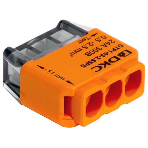 купить Клемма 3*2,5мм2 компактная оранжевый DKC 4шт в Кирове Клемма 3*2,5мм2 компактная оранжевый DKC 4шт