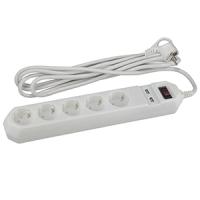 купить Фильтр сетевой 5-мест 1,5м ПВС 3*0,75 белый выкл USB ЭРА  в Кирове Фильтр сетевой 5-мест 1,5м ПВС 3*0,75 белый выкл USB ЭРА