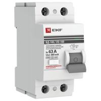Выключатель дифференциальный (УЗО) 2Р 63А 300мА A ВД-100 EKF