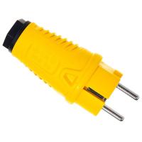 купить Вилка 16А прямая заземление желтый резина IP54 PCE маркер черный в Кирове Вилка 16А прямая заземление желтый резина IP54 PCE маркер черный