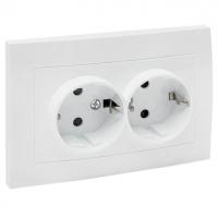 купить Валенсия белый розетка скрытая 2-мест заземление шторки IP20  в Кирове Валенсия белый розетка скрытая 2-мест заземление шторки IP20