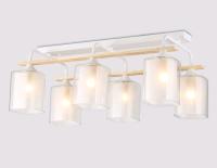 Светильник потолочный (люстра) 6*40Вт E27 белый/светлое дерево