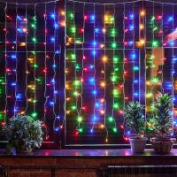 купить Гирлянда занавес 3*2м мульти 240свд соединяемая IP44 прозрачный провод мерцание в Кирове Гирлянда занавес 3*2м мульти 240свд соединяемая IP44 прозрачный провод мерцание