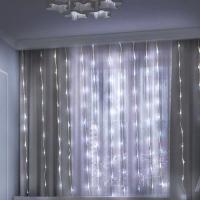 купить Гирлянда занавес 2*2м белый 240свд с контроллером IP20 прозрачный провод 8 режимов в Кирове Гирлянда занавес 2*2м белый 240свд с контроллером IP20 прозрачный провод 8 режимов