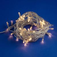 Гирлянда нить 5м теплый белый 50свд с контроллером IP20 прозрачный провод 8режимов