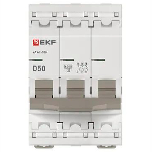 Автомат 3Р 50А D 6кА ВА47-63N EKF PROxima 