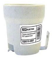 купить Патрон подвесной E27 керамика белый TDM с держателем в Кирове Патрон подвесной E27 керамика белый TDM с держателем