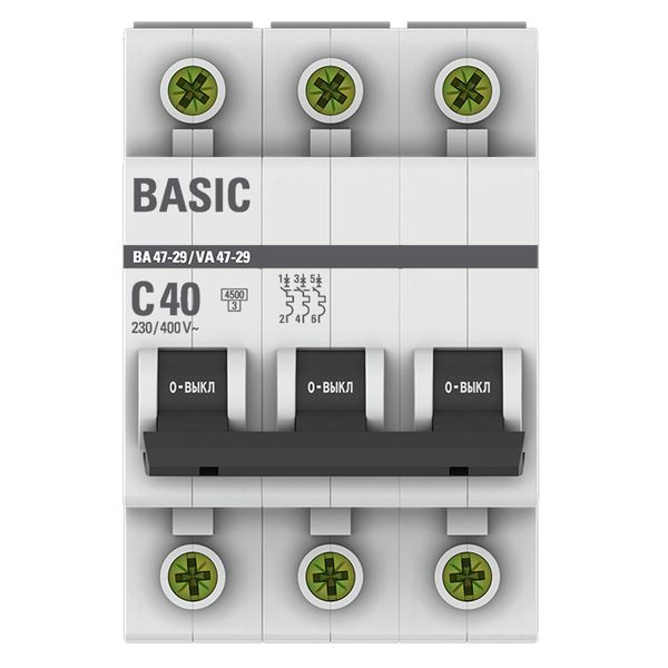 Автомат 3Р 40А C 4,5кА ВА47-29 EKF Basic 