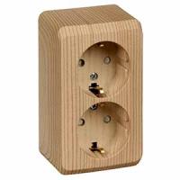 купить Этюд сосна розетка открытая 2-мест заземление шторки IP20  в Кирове Этюд сосна розетка открытая 2-мест заземление шторки IP20