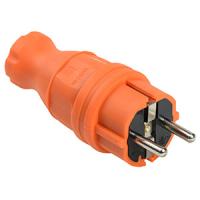 Вилка 16А прямая заземление оранжевый каучук IP44 IEK 