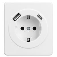 купить MIELE ROUND Розетка 1-ая с/з с/у з/ш 16А с USB A+C быстрой зарядки 5В/3А белая KRANZ в Кирове MIELE ROUND Розетка 1-ая с/з с/у з/ш 16А с USB A+C быстрой зарядки 5В/3А белая KRANZ
