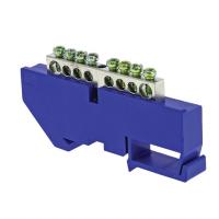 Шина нулевая 6*9 8групп DIN-изолятор синий на DIN-рейку EKF цинк