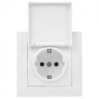 Валенсия белый розетка скрытая 1-мест заземление с крышкой шторки IP44 