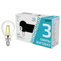 купить Лампа шар свд Е14 7Вт 4100К 580лм G45 прозрачный филамент Gauss 3шт комплект в Кирове Лампа шар свд Е14 7Вт 4100К 580лм G45 прозрачный филамент Gauss 3шт комплект