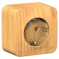 Бланка ясень розетка открытая 1-мест заземление IP20 