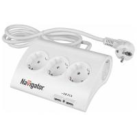 купить Удлинитель 5-мест 1,8м ПВС 3*1 белый выкл 2*USB Navigator   в Кирове Удлинитель 5-мест 1,8м ПВС 3*1 белый выкл 2*USB Navigator