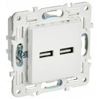 Сканди арктический белый  механизм USB A+A скрытая 2-ая 3,1А