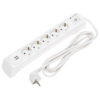 купить Фильтр сетевой 5-мест 3м ПВС 3*1,5 белый выкл USB Kranz  в Кирове Фильтр сетевой 5-мест 3м ПВС 3*1,5 белый выкл USB Kranz