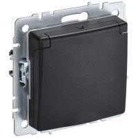 купить Брайт черный розетка скрытая 1-мест заземление с крышкой шторки IP44  в Кирове Брайт черный розетка скрытая 1-мест заземление с крышкой шторки IP44