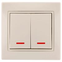 купить Мира выключатель скрытая бежевый 2кл 10А с подсветкой IP20  в Кирове Мира выключатель скрытая бежевый 2кл 10А с подсветкой IP20