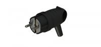 Вилка 16А угловая заземление черный каучук IP44 Systeme Electric 