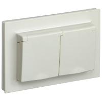 купить Брайт бежевый розетка скрытая 2-мест заземление с крышкой шторки IP44  в Кирове Брайт бежевый розетка скрытая 2-мест заземление с крышкой шторки IP44