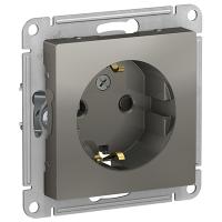 Атлас сталь розетка скрытая 1-мест заземление шторки IP20 