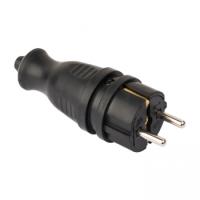 купить Вилка 16А прямая заземление черный каучук IP44 EKF  в Кирове Вилка 16А прямая заземление черный каучук IP44 EKF