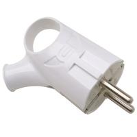 Вилка 16А угловая с ушком заземление белый пластик IP20 IN HOME 4120