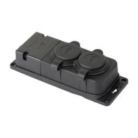 Колодка 2-мест 16А черный каучук заземление IP44 EKF PROxima