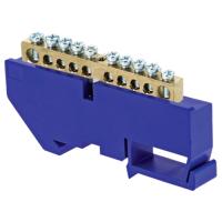 Шина нулевая 6*9 10групп DIN-изолятор синий на DIN-рейку EKF