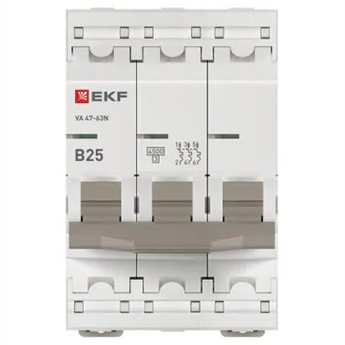 Автомат 3Р 25А B 4,5кА ВА47-63N EKF PROxima 