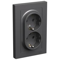 купить Атлас базальт розетка скрытая 2-мест заземление шторки IP20 в сборе в Кирове Атлас базальт розетка скрытая 2-мест заземление шторки IP20 в сборе