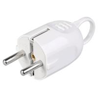 Вилка 16А угловая с ушком заземление белый пластик IP20 IEK 