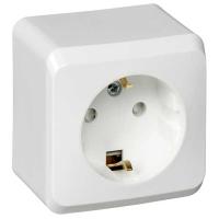 купить Этюд белый розетка открытая 1-мест заземление шторки IP20  в Кирове Этюд белый розетка открытая 1-мест заземление шторки IP20