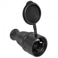 купить Розетка переносная 16А заземление черный каучук IP44 EKF  в Кирове Розетка переносная 16А заземление черный каучук IP44 EKF