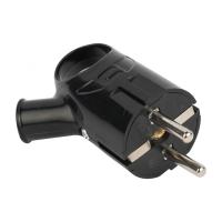 купить Вилка 16А угловая с ушком заземление черный пластик IP20 EKF  в Кирове Вилка 16А угловая с ушком заземление черный пластик IP20 EKF