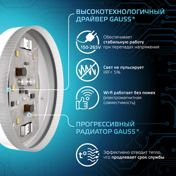 Лампа свд 220В GX53 8Вт 4100К 690лм таблетка матовая Gauss 