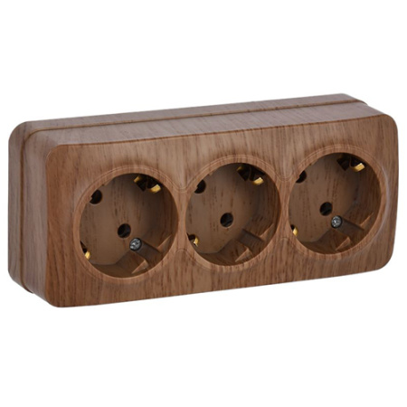 Глори дуб розетка открытая 3-мест заземление IP20